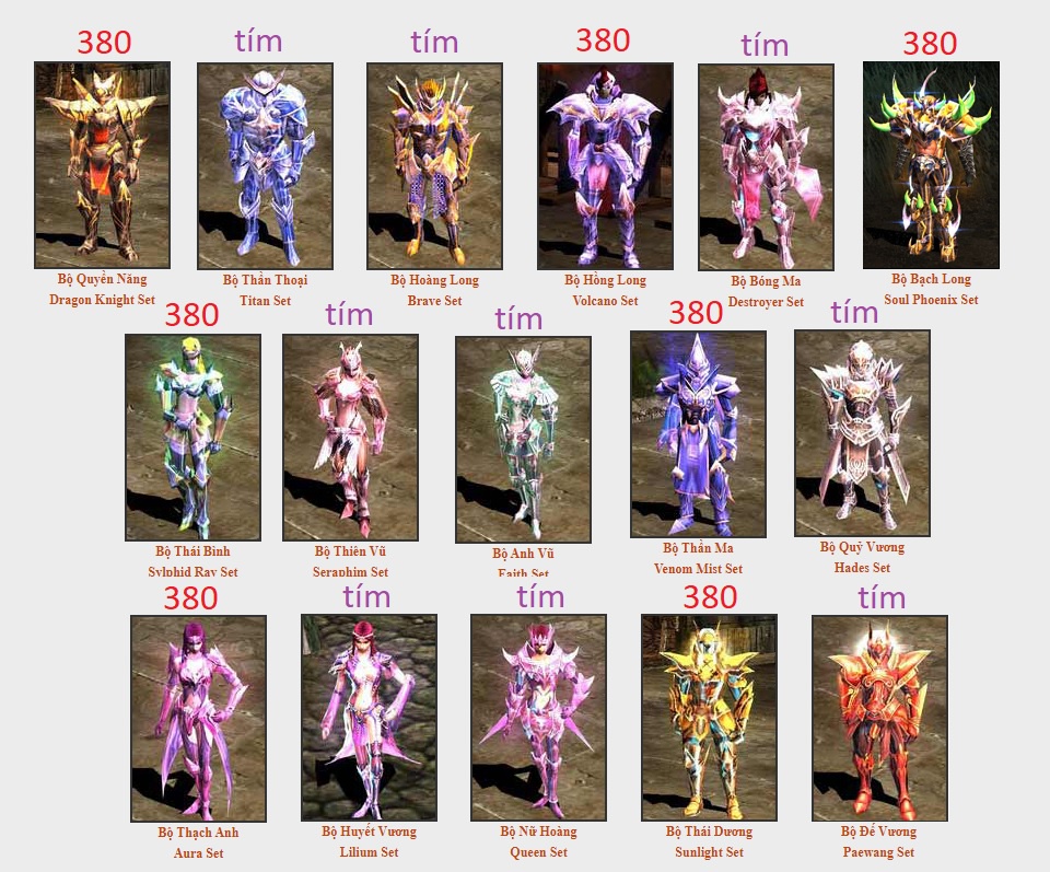 Tổng hợp các Set Item – Trang bị giáp trụ trong MU Online từ cơ bản đến cao cấp 