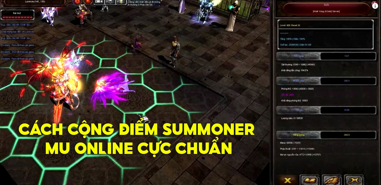 Hướng Dẫn Cộng Điểm Summoner MU Online: Train, PK, Săn Boss Hiệu Quả